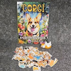 Corgi Coloring Book, Stickers And Pencil Holder, Activity Set